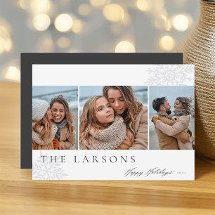 Tarjeta Festiva Marqués de familia Felices vacaciones Tres fotos