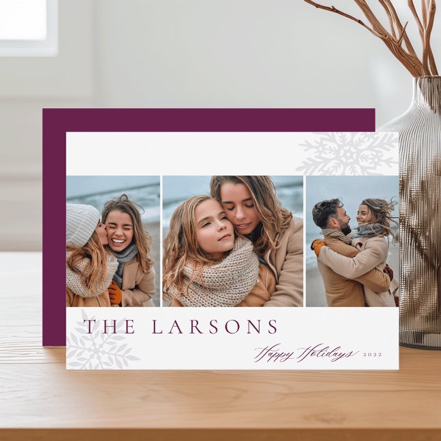 Tarjeta Festiva Marqués de familia | Felices vacaciones Tres fotos (Subido por el creador)