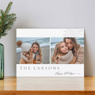 Tarjeta Festiva Marqués de familia Feliz feriado dos fotos