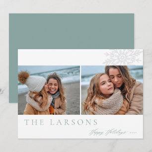 Tarjeta Festiva Marqués de familia   Feliz feriado dos fotos