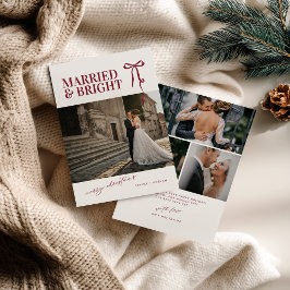 Tarjeta Festiva Married and Bright Newlywed Christmas Card