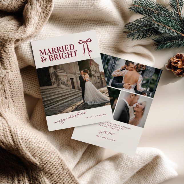 Tarjeta Festiva Married and Bright Newlywed Christmas Card (Subido por el creador)