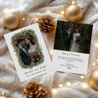 Tarjeta Festiva Married and Bright Photo Christmas Holiday Card