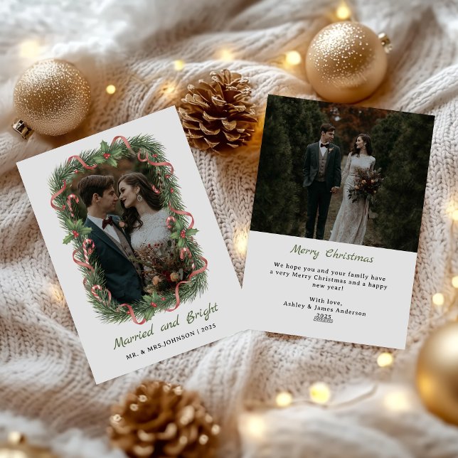 Tarjeta Festiva Married and Bright Photo Christmas Holiday Card (Subido por el creador)