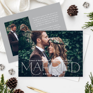 Tarjeta Festiva Married Christmas Elegant Silver Wedding Photo