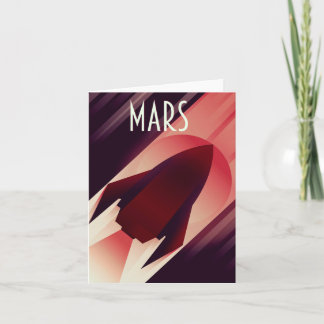Tarjeta Festiva Mars Starship Art Deco Space Art
