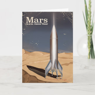 Tarjeta Festiva Marte - viaja allí hoy poster de viajes vintage