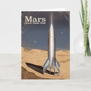 Tarjeta Festiva Marte - viaja allí hoy pósters de viaje vintage