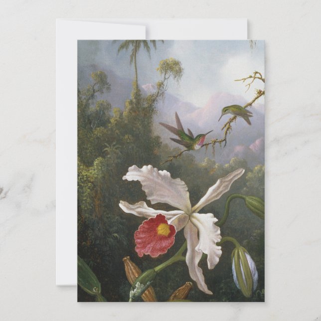 Tarjeta Festiva Martin Johnson Heade - Dos Hummingbirds (Anverso)