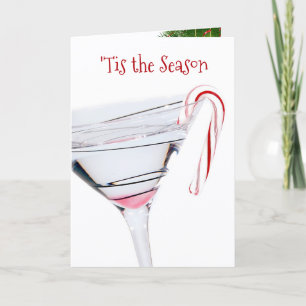 Tarjeta Festiva Martini de Felices Fiestas y Caña de Caramelo