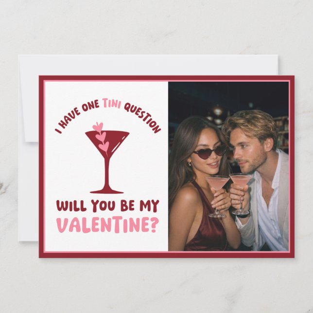 Tarjeta Festiva Martini Themed Valentine's Day - Modern Cute Chic (Anverso)