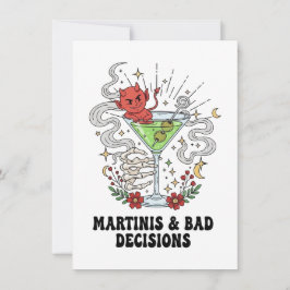Tarjeta Festiva Martinis y malas decisiones Diablo Cóctel Divertid