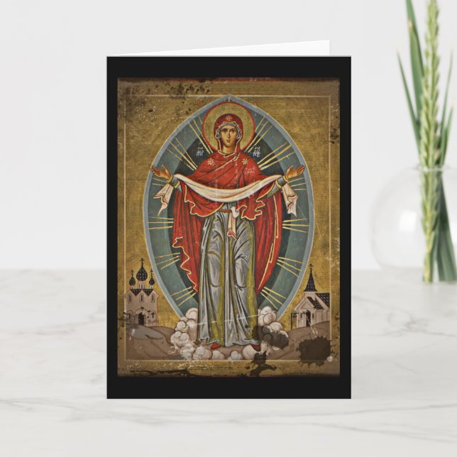 Tarjeta Festiva Mary Protector Theotokos (Anverso)
