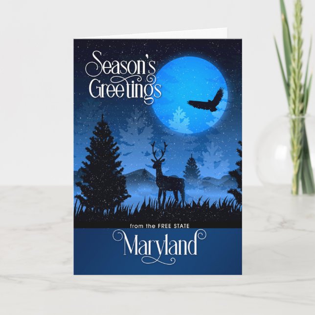 Tarjeta Festiva Maryland El Venado De Woodland Estatal Libre (Anverso)