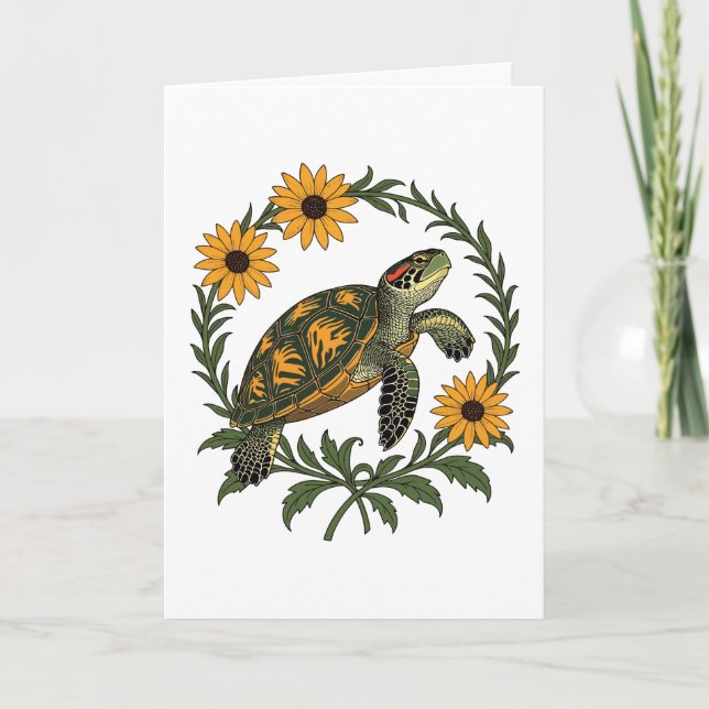 Tarjeta Festiva Maryland Terrapin Y Black Eyed Susan Flowers (Anverso)