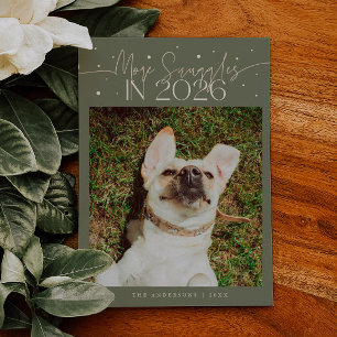 Tarjeta Festiva Más Abrazos 2026 Año Nuevo Foto de Mascota Sage
