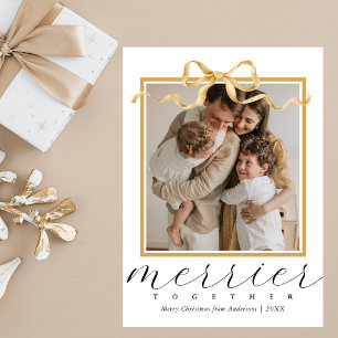 Tarjeta Festiva Más alegres juntos Foto Navidades elegantes