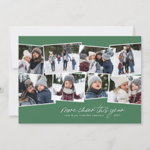 Tarjeta Festiva Más alegría este año 8-fotografías collage verde