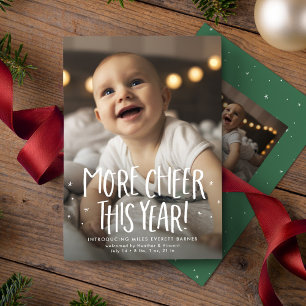 Tarjeta Festiva Más alegría este año a dos Navidades de foto verde