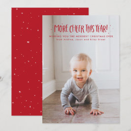 Tarjeta Festiva Más alegría este año foto navideña roja linda