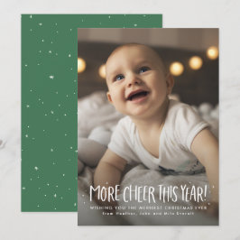 Tarjeta Festiva Más alegría este año foto verde navideña linda