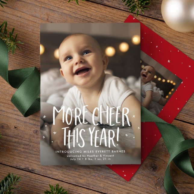 Tarjeta Festiva Más alegría este año lindos dos Navidades rojos fo (Subido por el creador)