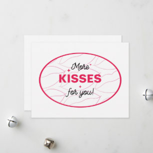 Tarjeta Festiva Más Besos Para Ti Letras De Labios Rojos Rosados.