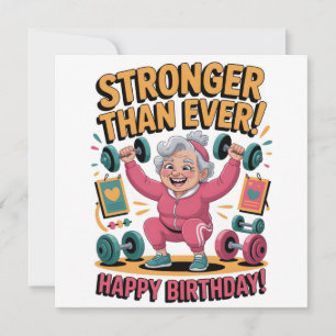 Tarjeta Festiva Más fuerte que nunca Personalizado de fitness de c