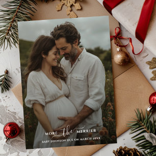 Tarjeta Festiva Más Navidades del embarazo por foto más graciosa
