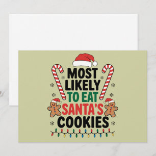 Tarjeta Festiva Más Probable De Comer Las Galletas De Santa Navida