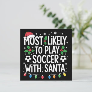 Tarjeta Festiva Más Probable Que Juegue Fútbol Con Santa Familia N