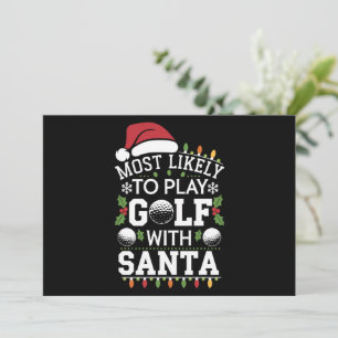 Tarjeta Festiva Más Probable Que Juegue Golf Con Santa Familia Nav