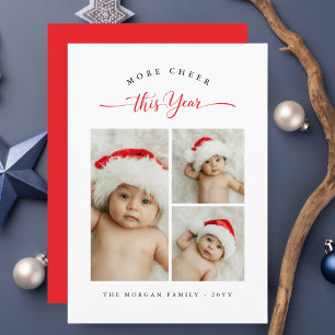 Tarjeta Festiva Más Salud Este Año Navidades Bebé 3 Foto Rojo