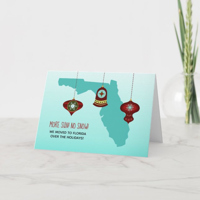 Tarjeta Festiva Más Sol No Nieve Navidades del mapa de Florida mud (Anverso)