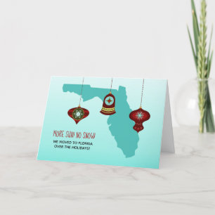Tarjeta Festiva Más Sol No Nieve Navidades del mapa de Florida mud