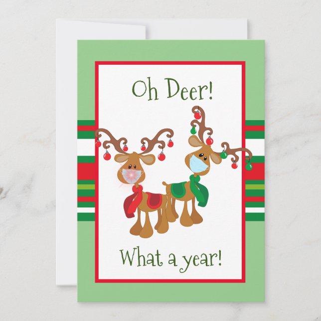 Tarjeta Festiva Máscara de cara de reno de Navidades de ciervos OH (Anverso)