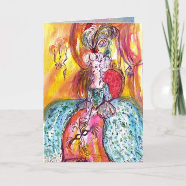 Tarjeta Festiva Máscara de Mascarada Veneciana de COLOMBINA (Anverso)