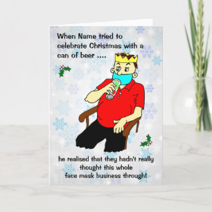Tarjeta Festiva Máscara facial masculina de dibujos animados Lata