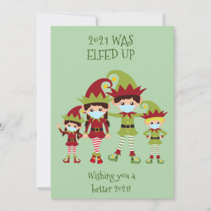 Tarjeta Festiva Máscara facial para familia Elfed Up Navidades Fel