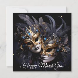 Tarjeta Festiva Máscara oscura veneciana Carnaval Mardi Gras