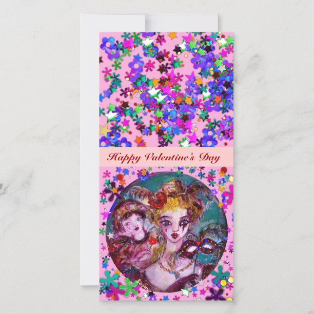 TARJETA FESTIVA MÁSCARAS MASQUERADAS DE VALENTINA VENECIANA (Anverso)