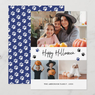 Tarjeta Festiva Mascota azul foto Feliz Halloween