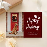 Tarjeta Festiva Mascota de caligrafía roja feliz de Howlidays<br><div class="desc">Feliz Tarjeta de Festividad de Mascota de Calligrafía de Oro Rojo de Howlidays. Envíe personalizable y saludos personalizados de vacaciones a amigos, colegas y familia en festividades de diseño fotográfico simple, moda, elegante y moderno, tarjetas de estilo minimalista natural! Debajo de la caligrafía se muestra el mensaje de bienvenida de...</div>