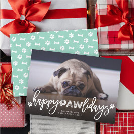 Tarjeta Festiva Mascota de fotos de Happy Pawlidays Brussel Script