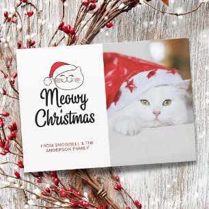 Tarjeta Festiva Mascota de fotos de Navidades de Cute Meowy