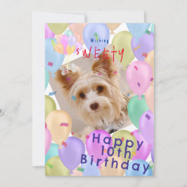 Tarjeta Festiva Mascota de globo Pastel Foto