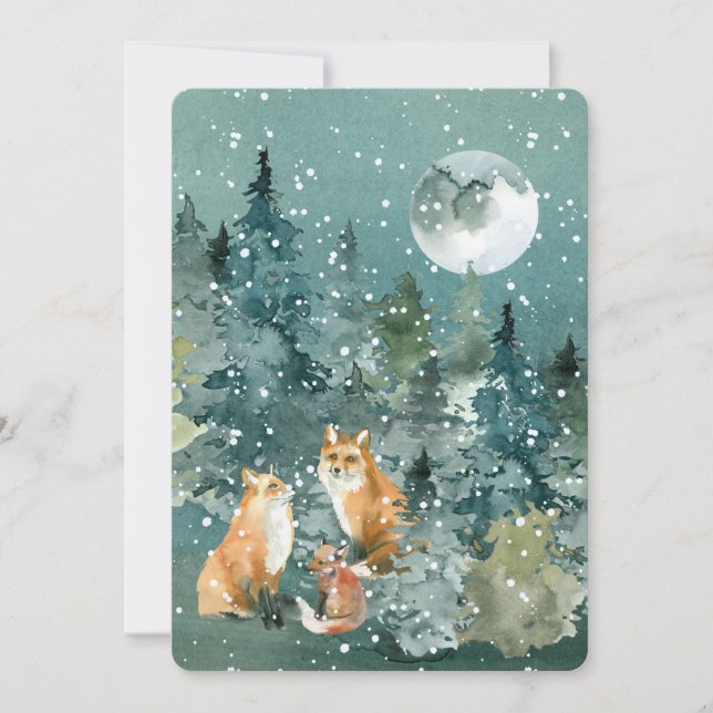 Tarjeta Festiva Mascota de la familia Woodland Fox nombra Navidade (Anverso)