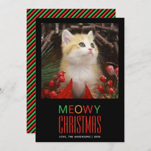 Tarjeta Festiva Mascota de Meowy Navidades foto animal amante de l