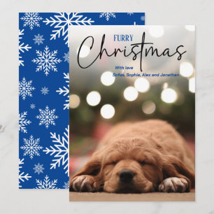 Tarjeta Festiva Mascota de Navidades furtivos foto azul