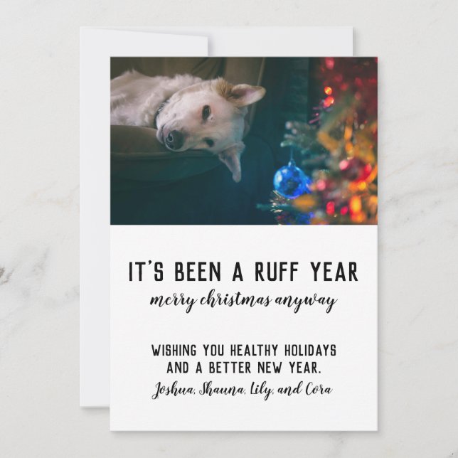 Tarjeta Festiva Mascota de Navidades Ruff Year 2020 (Anverso)